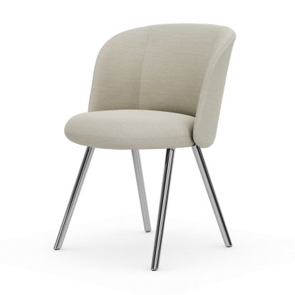 Mikado Stuhl, Vierbein-Untergestell, 4-Bein, Aluminium poliert, Dumet, Stoff Dumet elfenbein melange, Filzgleiter für harte Böden