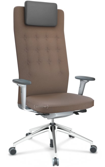 ID Trim L, FlowMotion ohne Sitztiefenverstellung, Mit 3D-Armlehnen, Soft grey, Stoff Plano coffee, Weich für harte Böden