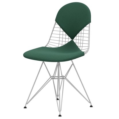 Wire Chair DKR , Pulverbeschichtet weiß, Sitz- und Rückenkissen (Bikini), Hopsak mint / elfenbein