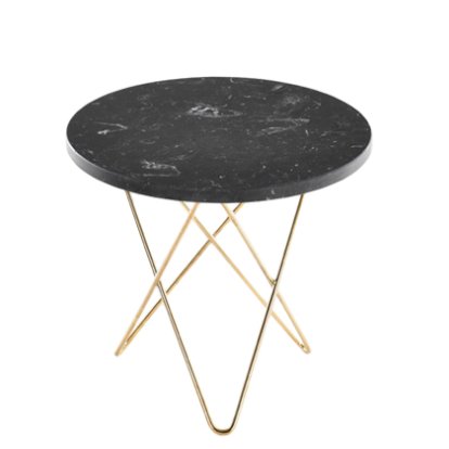Mini O Table, Schwarz Marquina, Messing