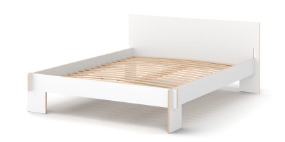 Siebenschläfer Bett, 160 x 200 cm, Mit Kopfteil, Weiß, Mit Roll-Lattenrost