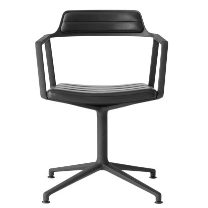 Swivel 452 Drehstuhl, Leder schwarz, Schwarz pulverbeschichtet