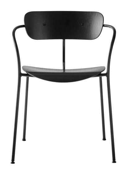 Pavilion Stuhl AV2, Eiche schwarz lackiert, Schwarz pulverbeschichtet, Mit Armlehnen