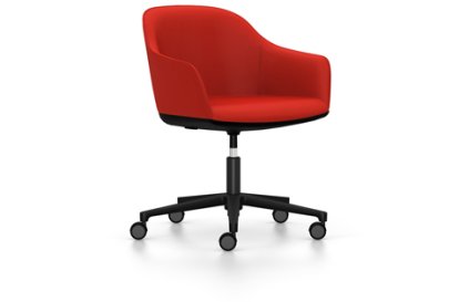 Softshell Armchair auf Fünfsternfuß, Aluminium pulverbeschichtet basic dark, Plano, Poppy red, Weich für harte Böden