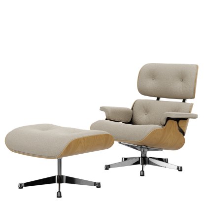 Eames Lounge Chair & Ottoman Nubia, Crème Perle / Kastanie, natur