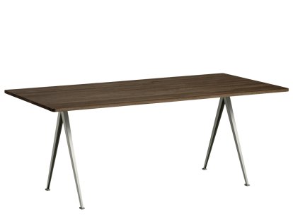 Pyramid Tisch 02, Eiche geräuchert, Stahl pulverbeschichtet beige