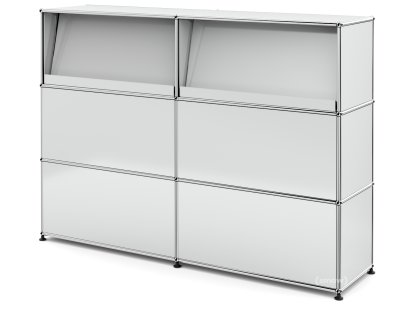 USM Haller Theke Typ 2 (mit Schrägtablaren), Lichtgrau RAL 7035, 150 cm (2 Elemente), 35 cm