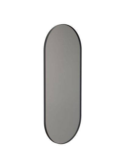 Unu Spiegel oval, H 140 x B 60 cm, Schwarz matt