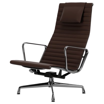 Aluminium Chair EA 124, Poliert, Leder Premium F, Kastanie