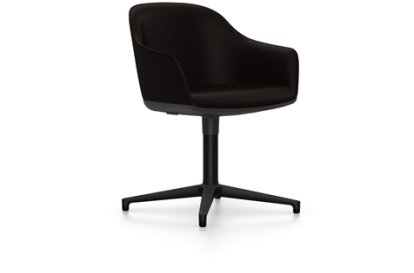 Softshell Armchair auf Viersternfuß, Aluminium pulverbeschichtet basic dark, Plano, Braun, Filzgleiter für harte Böden