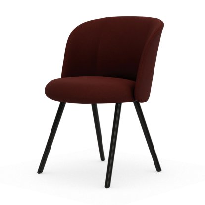 Mikado Stuhl, Vierbein-Untergestell, 4-Bein, Aluminium pulverbeschichtet basic dark, Dumet, Dunkelrot melange, Gleiter für Teppichboden