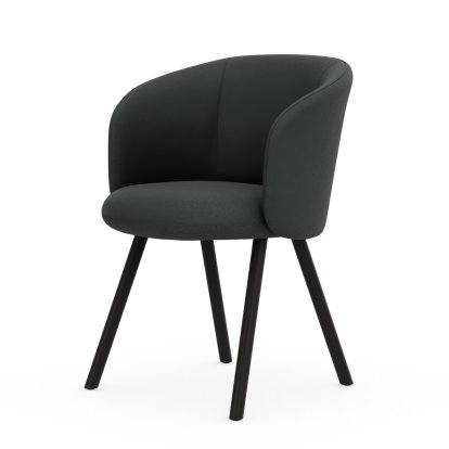 Mikado Armlehnstuhl, Vierbein-Untergestell, 4-Bein, Eiche dunkel, Plano, Sierragrau / nero, Gleiter für Teppichboden