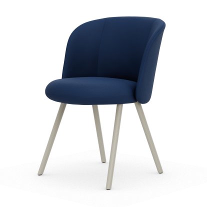 Mikado Stuhl, Vierbein-Untergestell, 4-Bein, Aluminium pulverbeschichtet kreidefarben, Plano, Blau / coconut, Filzgleiter für harte Böden