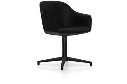 Softshell Armchair auf Viersternfuß, Aluminium pulverbeschichtet basic dark, Plano, Nero, Filzgleiter für harte Böden