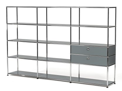 USM Haller Wohnzimmer Regal XL Typ 2, Mittelgrau RAL 7005