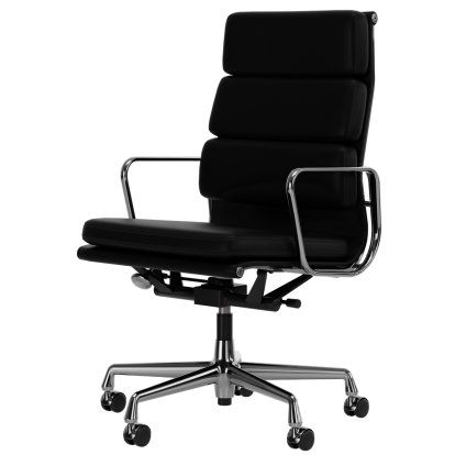 Soft Pad Chair EA 219, Verchromt, Leder Premium F nero, Plano nero, Hart für Teppichboden
