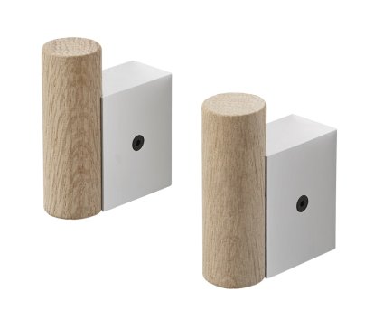 Attach Coat Wandhaken  2er-Set, Eiche/Aluminium