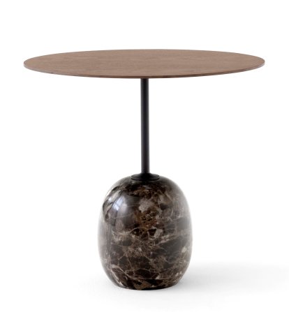 Lato Beistelltisch LN8 / LN9, Oval (L 50 x B 40 cm), Walnut / Emparador Marmor