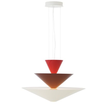 Gio Pendelleuchte LN14 / LN15, Ø 92 cm x H 61 cm, Vermilion red, dark burgundy & ecru white