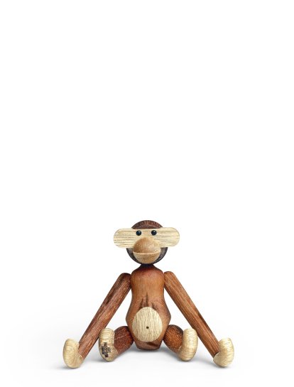 Affe Holzfigur, Mini (H 9,5 cm), Teak/Limba
