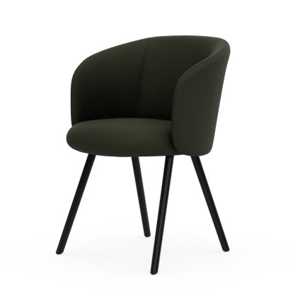 Mikado Armlehnstuhl, Vierbein-Untergestell, 4-Bein, Aluminium pulverbeschichtet basic dark, Plano, Coconout / forest, Gleiter für Teppichboden