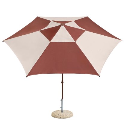 Terrazza Sonnenschirm Hexagon, Burgundy / off-white, Mit Sonnenschirmständer