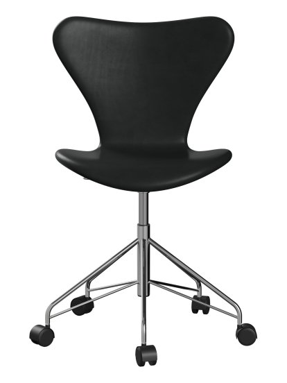 Serie 7 Drehstuhl 3117/3217 Vollpolsterung, Ohne Armlehnen, Leder Grace black, Chrome