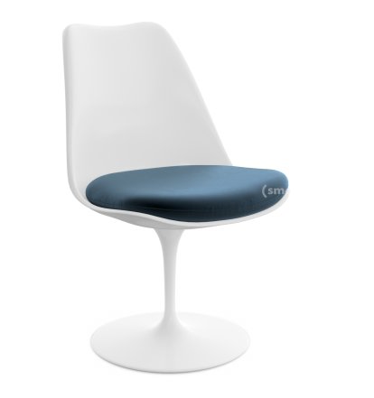 Saarinen Tulip Stuhl, nicht drehbar, Sitzkissen, weiß, Night Blue (Eva 170)