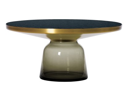 Bell Couchtisch, Messing, klar lackiert, Quarzgrau
