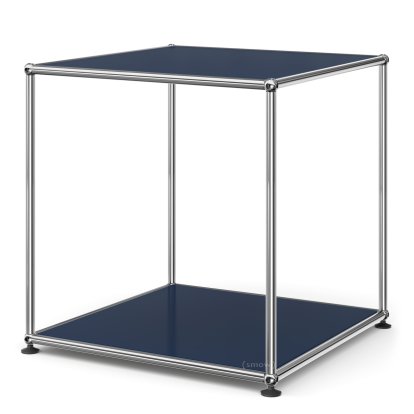 USM Haller Hoher Beistelltisch 50, Oben und unten Metall, Stahlblau RAL 5011
