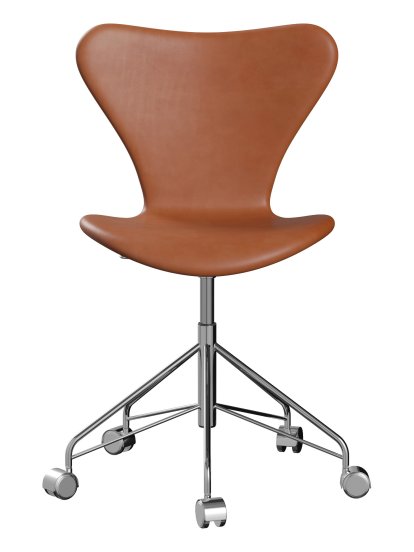Serie 7 Drehstuhl 3117/3217 Vollpolsterung, Ohne Armlehnen, Leder Grace walnut, Chrome