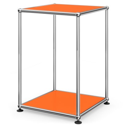 USM Haller Hoher Beistelltisch 35, Oben und unten Metall, Reinorange RAL 2004