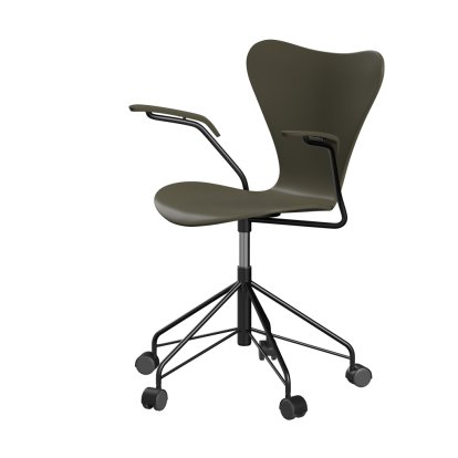 Serie 7 Drehstuhl 3117/3217 New Colours, Mit Armlehnen, Lack, Olive green, Black