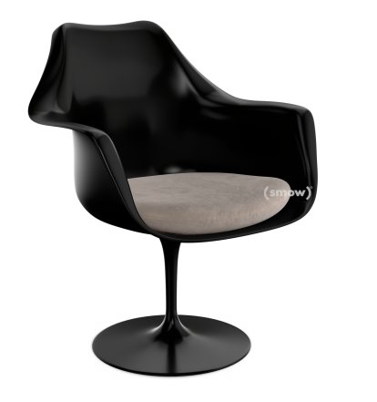 Saarinen Tulip Armlehnstuhl, drehbar, Sitzkissen, schwarz, Beige (Eva 177)