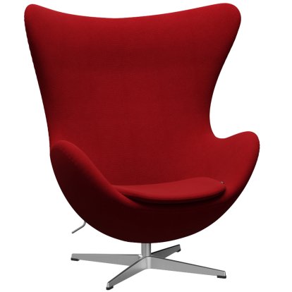 Egg Chair, Hallingdal 65, 674 - Red, Satingebürstetes Aluminium, Ohne Fußhocker