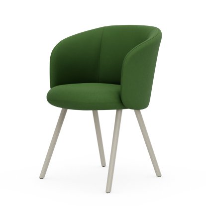 Mikado Armlehnstuhl, Vierbein-Untergestell, 4-Bein, Aluminium pulverbeschichtet kreidefarben, Plano, Wiesengrün / forest, Gleiter für Teppichboden