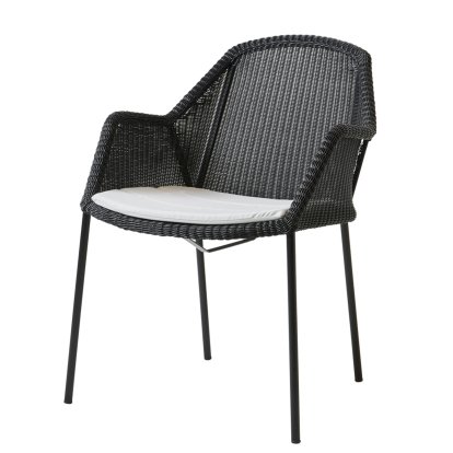 Breeze Stuhl, Black, Mit Sitzkissen, Natté - White
