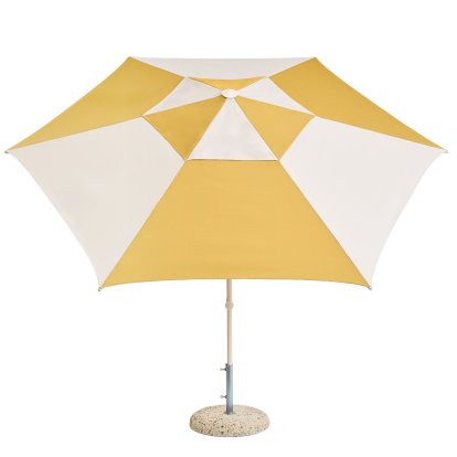 Terrazza Sonnenschirm Hexagon, Ochre / off-white, Mit Sonnenschirmständer