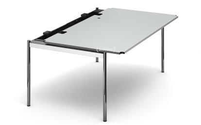 USM Haller Tisch Advanced, 175 x 100 cm, 02-Kunstharz perlgrau, Klappe rechts