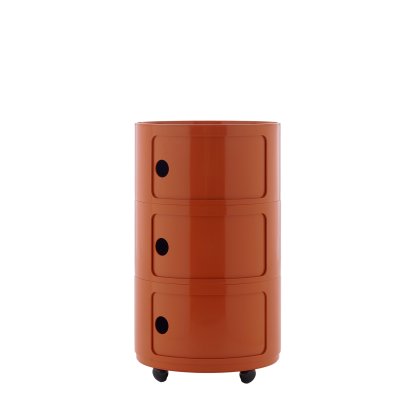 Componibili Container Big, 3 Fächer, Orange, Mit Rollen