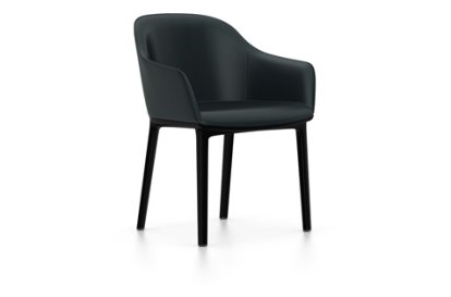 Softshell Armchair, Basic dark, Leder (Standard), Nero, Gleiter für Teppichboden
