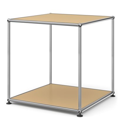 USM Haller Hoher Beistelltisch 50, Oben und unten Metall, USM beige