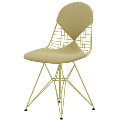 Wire Chair DKR , Pulverbeschichtet citron, Sitz- und Rückenkissen (Bikini), Apollo goldgelb/ weiß