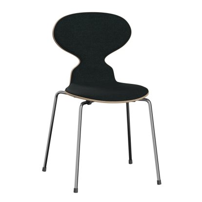 Ameise 3101 Stuhl mit Frontpolster, Holz klar lackiert, Walnuss natur, Remix 183 - Schwarz, Chrome