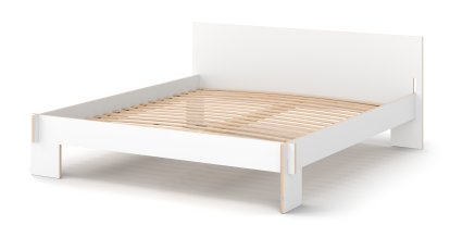 Siebenschläfer Bett, 180 x 200 cm, Mit Kopfteil, Weiß, Mit Roll-Lattenrost