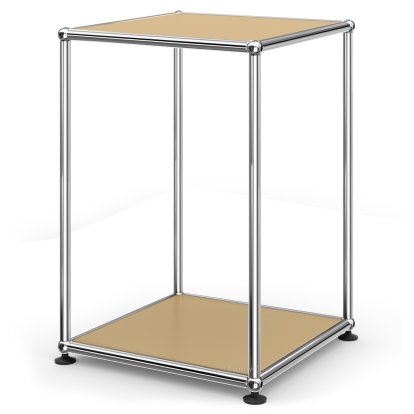 USM Haller Hoher Beistelltisch 35, Oben und unten Metall, USM beige