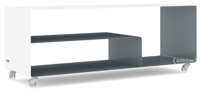 Sideboard R 111, Zweifarbig, Reinweiß (RAL 9010) - Basaltgrau (RAL 7012), Transparentrollen