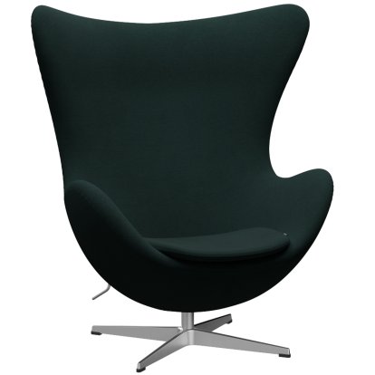 Egg Chair, Christianshavn, Christianshavn 1161 - Dunkelgrün, Satingebürstetes Aluminium, Ohne Fußhocker