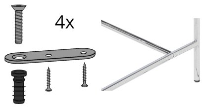 Befestigungslasche für Eiermann Tischbock / Tischgestelle (4er Set), Edelstahl