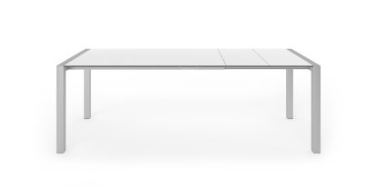 Sushi Esstisch, Laminat weiß, L 150-224 x B 90 cm, Aluminium eloxiert